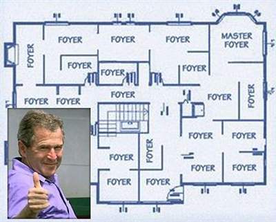 GWbush single-handedly drafts his and Lauras, all-foyer, retirement home.